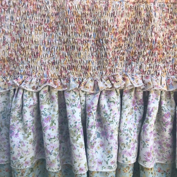 SHEIN FLORAL RUFFLE MINI SKIRT - Picture 3 of 3